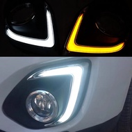 1 Pair 12V ABS For Mitsubishi ASX 2013 2014 2015 LED DRL Daytime Running Light Daylight With Yellow 