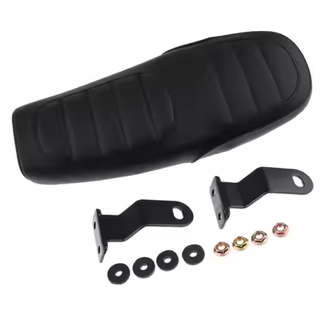 63cm Cafe Racer Vintage Seat Flat Style Cushion w/ Mount Bracket Black