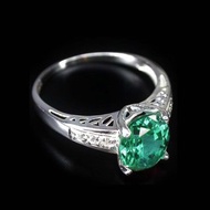 銀戒指，綠色托帕石寶石禮物戒指或生日戒指