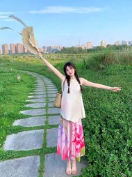 High Waisted Floral Print Pleated Maxi Skirt Summer Flowery Ruffle Skirt for Womens Boho Chic Elegan