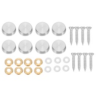 16 mm Stainless Steel Mirror Nails Screw Cap (8 Pieces)