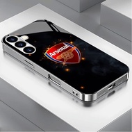Arsenal fc desgin 08 Luxury Plated Frame Glass Phone Case For Samsung Galaxy S22 S23 S24 S25 S26 Ult