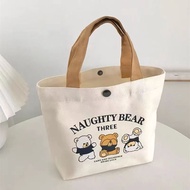AT/👜Canvas Bag Small Versatile Handbag Female Student Lunch Box Bag Simple Tote Bag Office Worker Lunch Bag MJOS