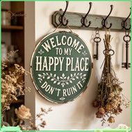 Farmhouse Wood Sign Happy Land Sign Happy Land Rustic Wooden Garden Sign Weather-resistant Fade-proo