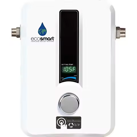 Tankless Water Heater Electric 8-kW LED Display Stainless Steel 2 Gallons -Compatible Durable Easy t
