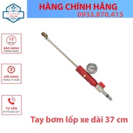 Tay bơm dí lốp ô tô đồng hồ đo có dầu áp 25kg/cm2 loại dài 37cm