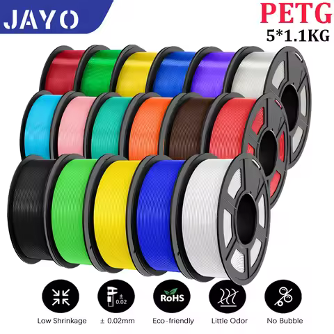 JAYO petg 3d printer filaments PETG 5Rolls 1.75mm Mixed Color Bubble Free FDM 3D Printer Material fo