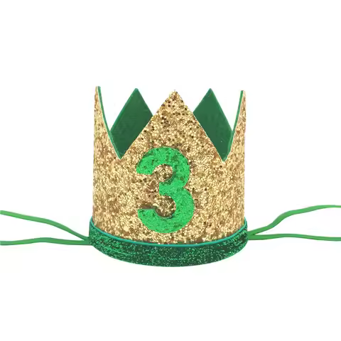 1pcs 1-6 green crown birthday crown hat boy birthday party decoration Jungle Safari Birthday supplie
