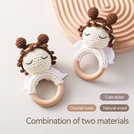 【In Stock】2025 New Arrival Best-Selling Baby Rattle 1-Piece Angel Handmade Crochet Teether Safe Wood