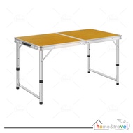 HOVELSHOP Meja Lipat Koper HPL Aluminum Portable Desk Tempat Belajar - Kayu Coklat, Packing Standar