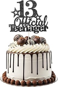 Tyqour 13th Birthday Cake Decoration Black Official Teenager 13th Birthday Cupcake Toppers 13 Happy 