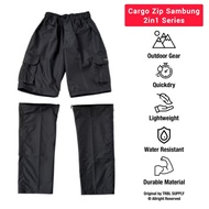 TRBL Men's 2-in-1 Water-Resistant Zip-Up Long Cargo Pants Wanita Seluar Cargo Lelaki