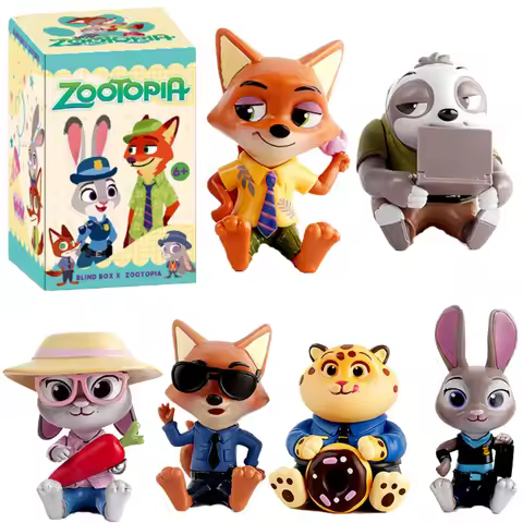 NEW Disney Zootopia Series Good Sitting Blind Box Figurines Cute Judith Nick Flash Finnick Desktop O