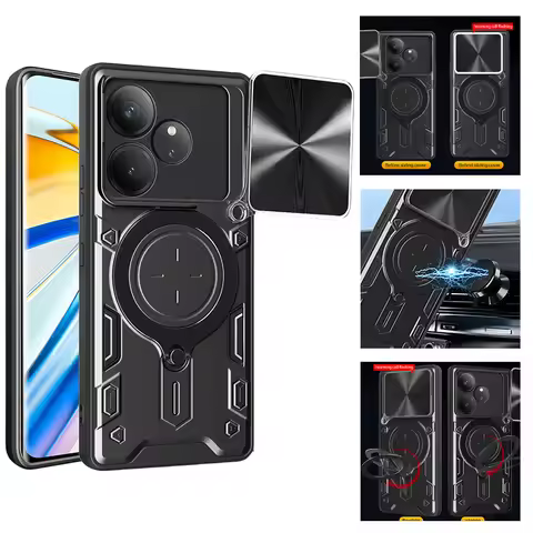 For Realme GT6 GT 6T Neo 6 Neo6 SE Case Slide Lens Protect Phone Case For Realme GT Neo6SE Armor Mag