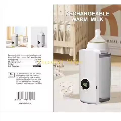 E7CE Baby Bottle Warmer, 6 Gears Even Heating Portable Fast Baby Milk Warmer 4000mAH for Breastmilk