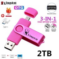 Kingston 2TB 1TB Flash Drive 3-in-1 type-C OTG USB Mini Flash Drive Pendrive High speed pen drive