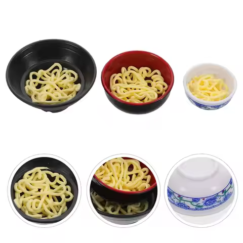 15Pcs Realistic Noodle Bowl Ramen Bowl Set Miniature Food Simulation Props Dollhouse Kitchen Display
