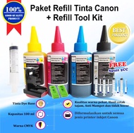 Paket Tinta 4 Warna 100ml Refill Canon Printer e400  e410 e460 e480