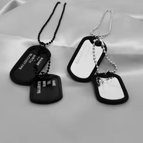 Men's Interesting Military Army Style 2 Dog Tags Chain Pendant Necklace Goth Necklace