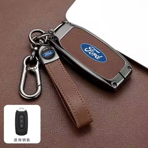 Leather Car Smart Remote Key Case Cover Shell Keyless Protector Holder Fob For Ford Territory EV Key