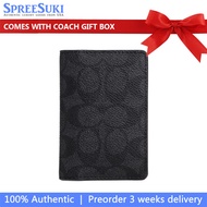 Coach Men Men Wallet In Gift Box Id Wallet In Signature Canvas Charcoal Black # CW367