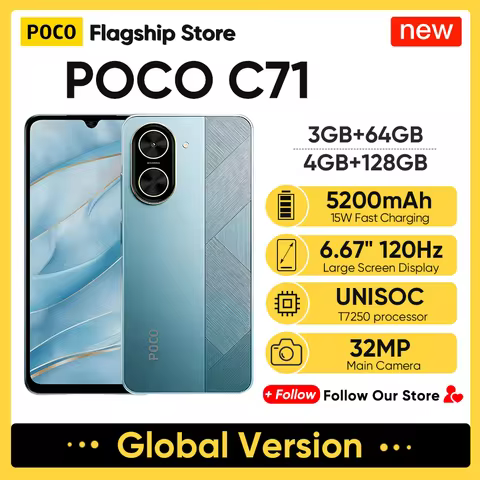 Original POCO C71 Global Version Smartphone UNISOC T7250 6.88" 120Hz Display 32MP AI Dual Camera 520
