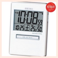 Seiko clock alarm clock, traveler, radio wave, digital, calendar, temperature, humidity display, white pearl SQ699W SEIKO