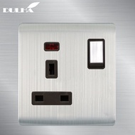 factory DULHA UK 13A 250V Wall Switched Socket 1 Gang Electrical Power 2 Neon Light Outlet UK Plug L