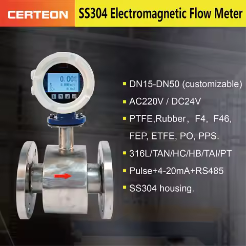 Sanitary Electromagnetic Flow Meter DN10-50 4-20mA RS485 Digital Stainless Steel Pipe Inline Water S