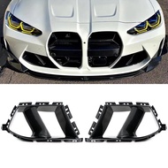 For BMW M3 G80 M4 G82 ABS Carbon Fiber Look Front Bumper Fog Light Frame Air Inlet Grille Car Access