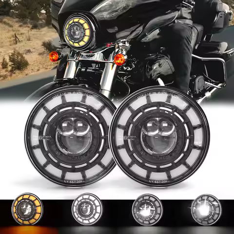7 inch Motorcycle Headlight High/Low Beam Headlamp Daytime Running Lights for Harley Honda Yamaha Je