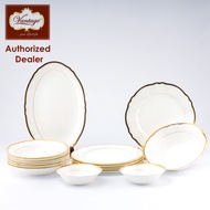 Vantage 16 Pcs Embossed Dinner Set / Oval Plate / Dinner Plate / Soup Bowl / Rice Bowl / Serving Bow