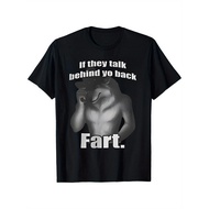 UnisexMen s Black Wolf Graphic T Shirt With Humorous Talk Behind You Back If They Re Fart Quote Casu