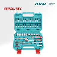 TOTAL Tools 46 Pcs 1/4" Socket Set (Universal Joint + Ratchet Handle + Sockets + Screwdriver Bit) TH