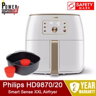 Philips HD9870 XXL Air Fryer. Also known as HD9870/20. FREE Philips XXL Baking Tray In Packaging. Premium Smart Sensor Touch. 1.4 kg Capacity. Fat Removal Technology. LED Display. Digital Touchscreen. Local SG Stock. Safety Mark Approved. 2 Years Warranty