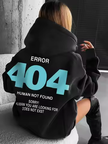 Autumn and winter men's sweatshirt error 404 not found human sorry print fashion trend outdoor leisu