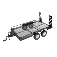 1/10 Scale Dual-Axle Metal Flatbed Trailer for RC Crawlers Universal Tow Trailer