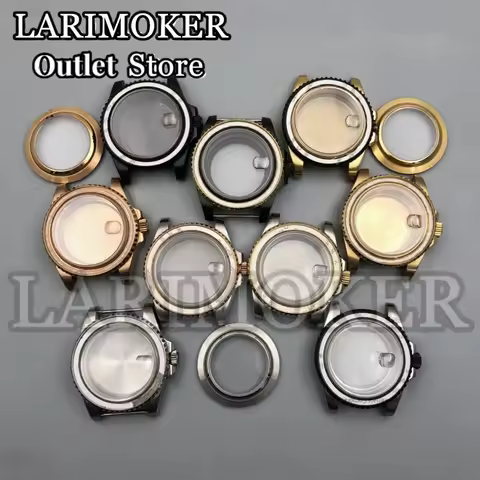 LARIMOKER Watch Case 40mm Silver Black Rose Gold Double Endlink Bracelet fit NH35NH36NH34 ETA2824 PT