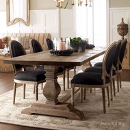 Living Room Oak Dining American Country Dining Table Chair Villa Club Retro Long Dining Table Long T