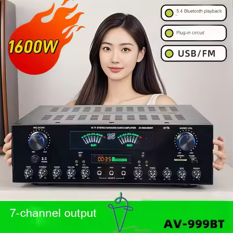 999BT High-power 7-speaker Subwoofer Amplifier AC 220v With Bluetooth Push For 12 inch Home Theater 