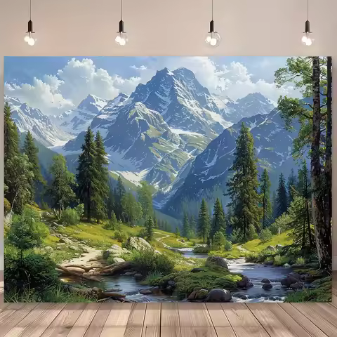 1pc Mountain, River and Stream Scenery - Dreamy rural mountain, water and stream and forest valley v