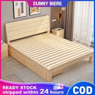 SUNNY- Katil Kayu /Single Queen King Bed Base With Drawer Storage /Bedroom Furniture Platform With H