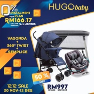 HUGO BABY COMBO SALES VAGONDA STROLLER + 360 TWIST CARSEAT + SEMPLICE BABY CRIB