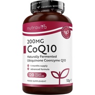 Nutravita CoQ10 Supplement - 120 Vegan CQ10 Capsules - CoQ10 Ubiquinol 200mg - Naturally Fermented Q