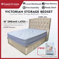 Victorian Bed Frame 1230 | Frame + 10" Mattress Bundle Package | Single/Super Single/Queen/King Storage Bed | Divan Bed