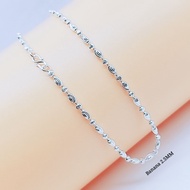 Silver 925 Necklace“Kalung Perak 925”925銀項鏈  [Olive Mix Moon Cut Chain Plain]【月牙花橄欖珠+16面水晶珠】