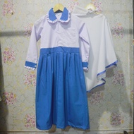 SERAGAM SEKOLAH BIRU(benhur)PUTIH MODEL GAMIS TK/SD