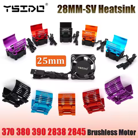 YSIDO 25mm 2510 Cooling Fan 28MM-SV RC Motor Metal Heatsink Combo for RC Car 370 380 390 2838 2845 B