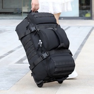 80L Large-Capacity Backpack with Wheels Outdoor Hiking Camping Bagpack Business Travel Single-should