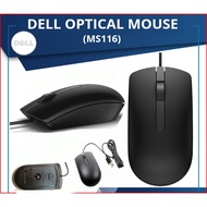 DELL Mouse MS116 MS 116 USB Optical Wired Mouse With 1000dpi Sensitivity Black Mouse